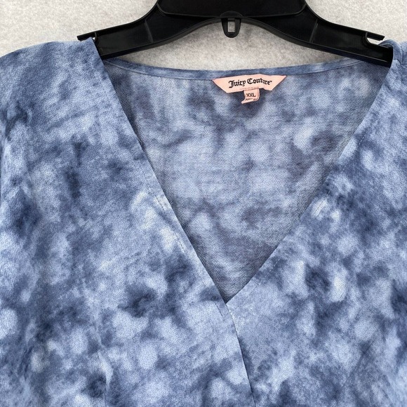 STUNNING Juicy Couture‎ Blouse Womens XXL Crepe Gauzy Front Knot Top Flowy 2XL - Picture 6 of 14